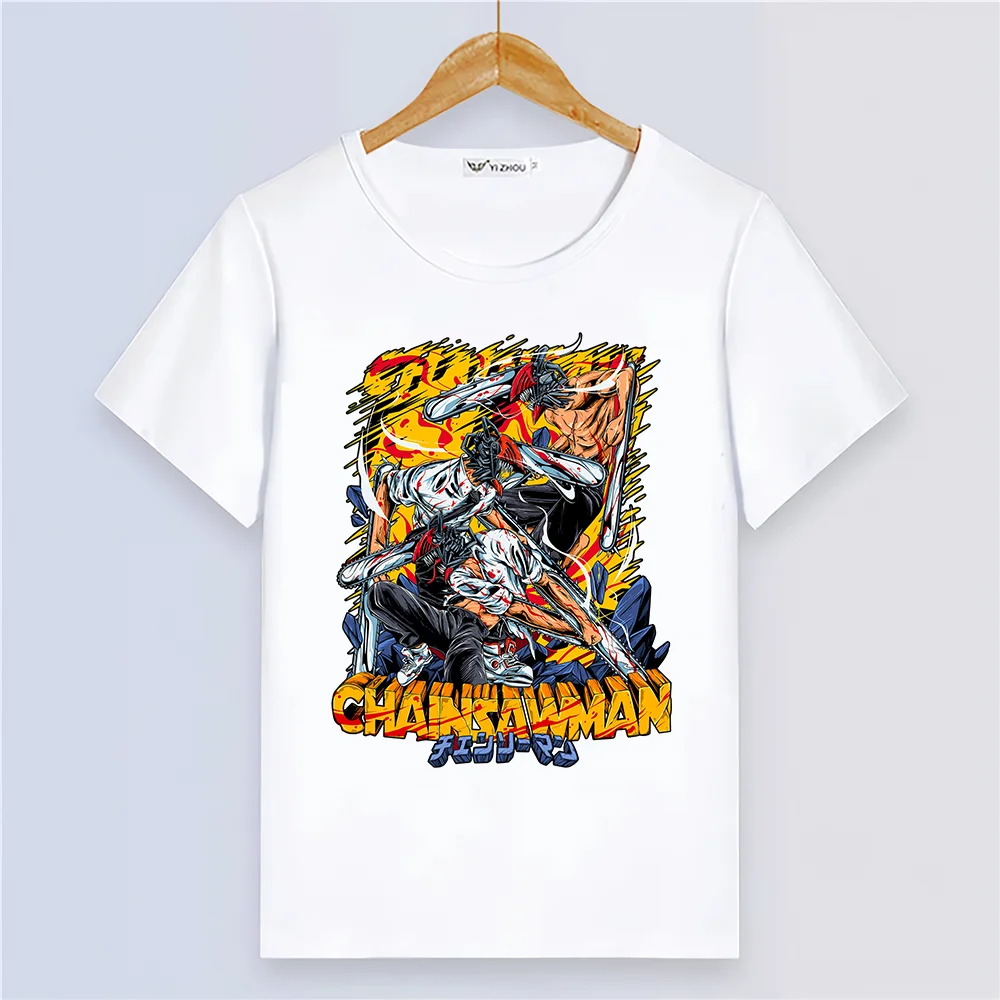 Anime Chainsaw Man Printed Summer breathable T shirt Cartoon Short Sleeve Tee Shirt Girls Cosplay Loose Tops Couple Clothes