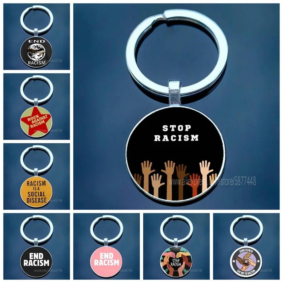 2024 End Racism Keychain NO TO RACISM Creative Men's and Women's Keychains Equal Gifts