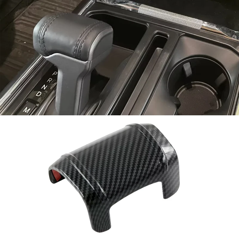 ABS Carbon Fibre Steering Wheel Button Frame Gear Head Knob Cover Interior Accessories for Ford F150 F-150 Raptor 2021 2022 2023