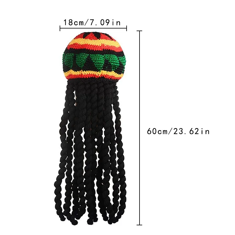 Unisex wig Braid knit hat Hip Hop Buy plus Bob Marley Rasta Beanie Winter dreadlocks Reggae Caribbean Fancy dress hat