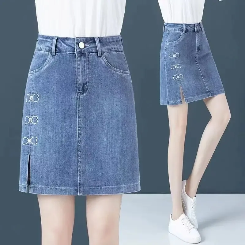 Gonna busto da donna 2025 Estate Nuova gonna longuette divisa con vita alta Moda A Forma più sottile Articolo più jeans Uniforme da ragazza scolastica