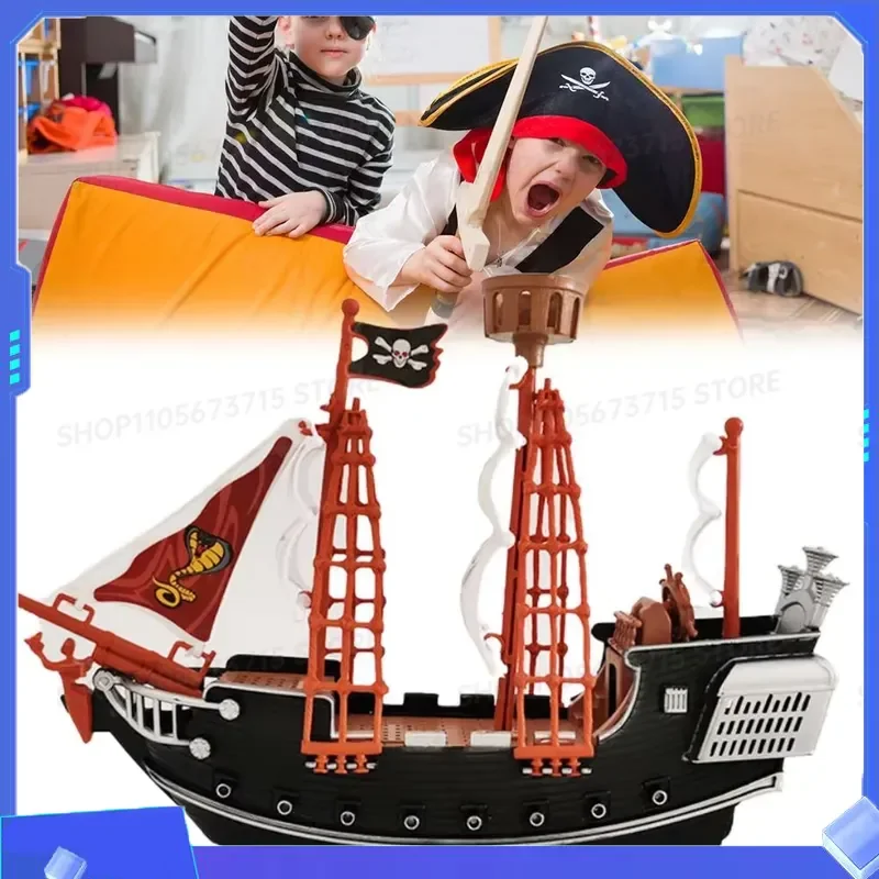 for Childrens Kids Pirate Ship Pretend Toy Home Decoration Ornaments Safety Durable Pirate Ship Model for Kids