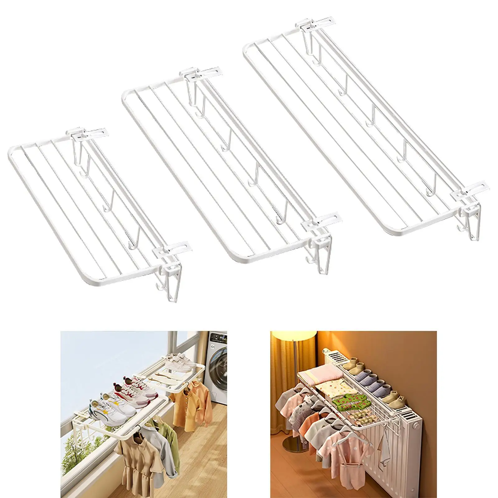 Clothes Drying Rack for Balcony Railing Windowsill Sturdy Foldable Laundry Rack for Laundry Room Living Room Indoor Outdoor Use