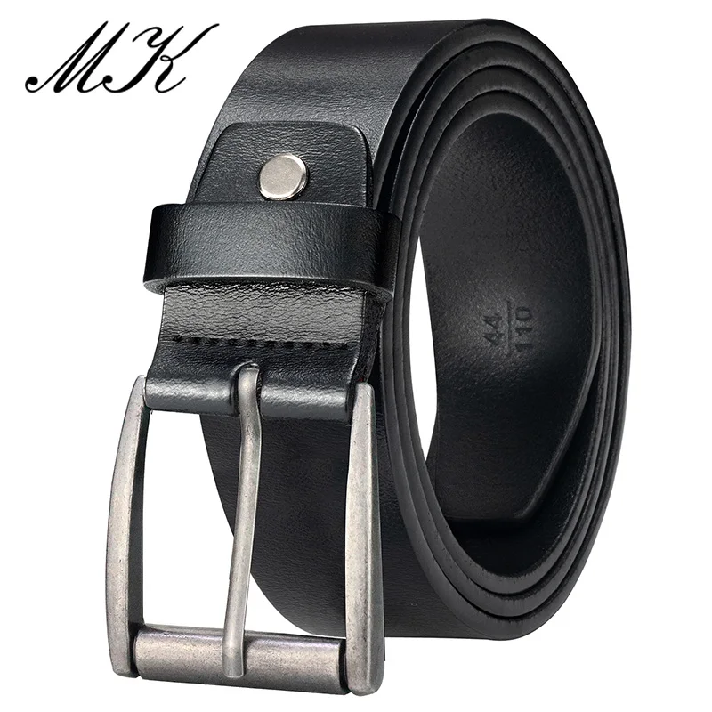 Maikun Genuine Leather Belts For Men For Jeans Trousers Men's Casual Vintage Alloy Pin Buckle Second Layer Leather Belt