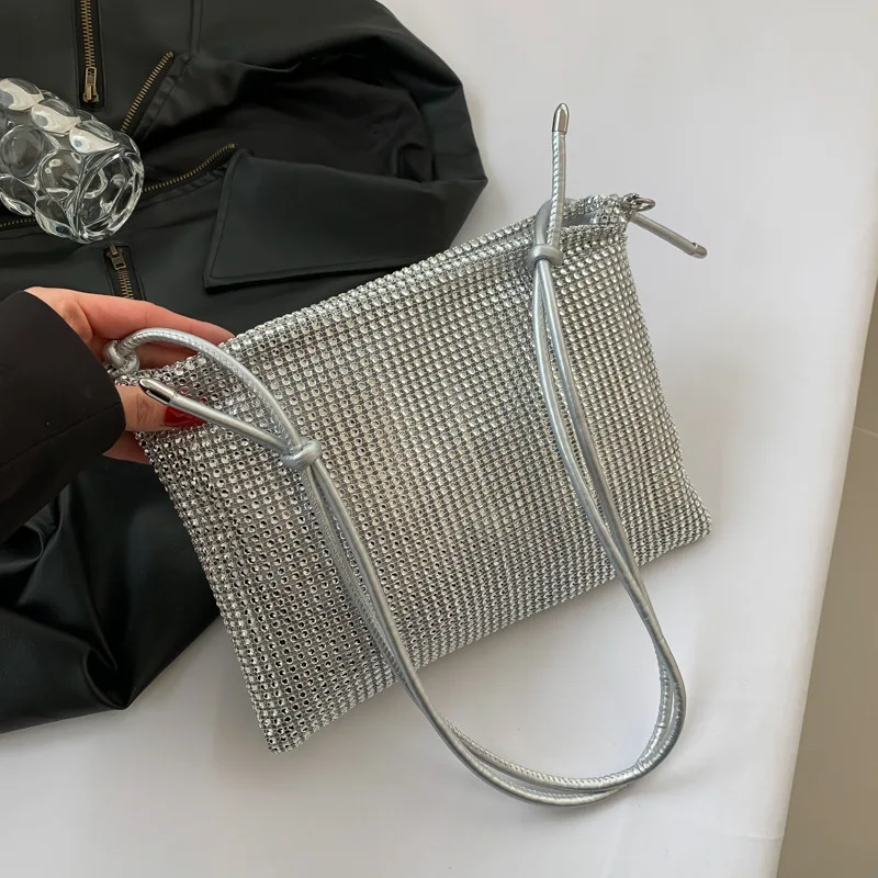 Bolso cruzado versátil para mujer, bandolera coreana con diamantes brillantes, tendencia de moda, novedad de 2024