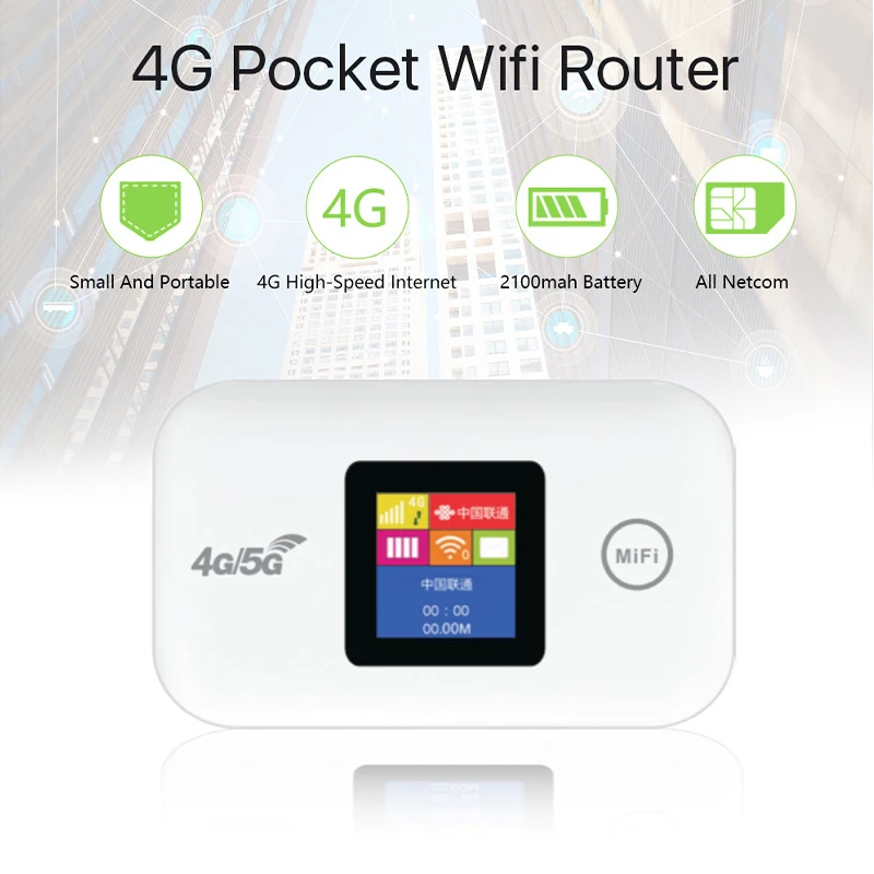 Portable 4G/5G Mobile WiFi Router 150Mbps 4G LTE Wireless Pocket MiFi Modem Mobile Wifi Hotspot with Sim Card Slot