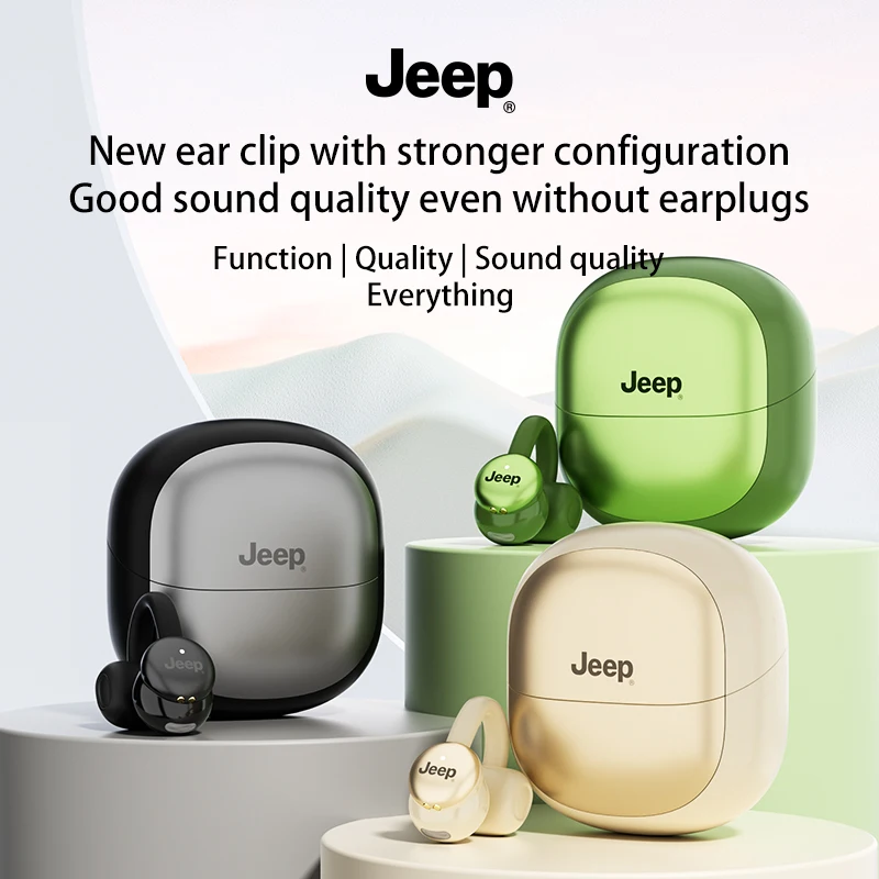 Jeep EC032 Ear Clip Bluetooth Earphones 5.4 HD Calls Low Latency Game Headset Open Ear Wireless Earbuds With Mic