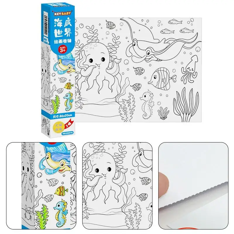 Rotolo da colorare Sticky Toddler Drawing Paper Roll Toddler pittura fai da te Wall Coloring Paper Stickers Poster da colorare per bambini Early