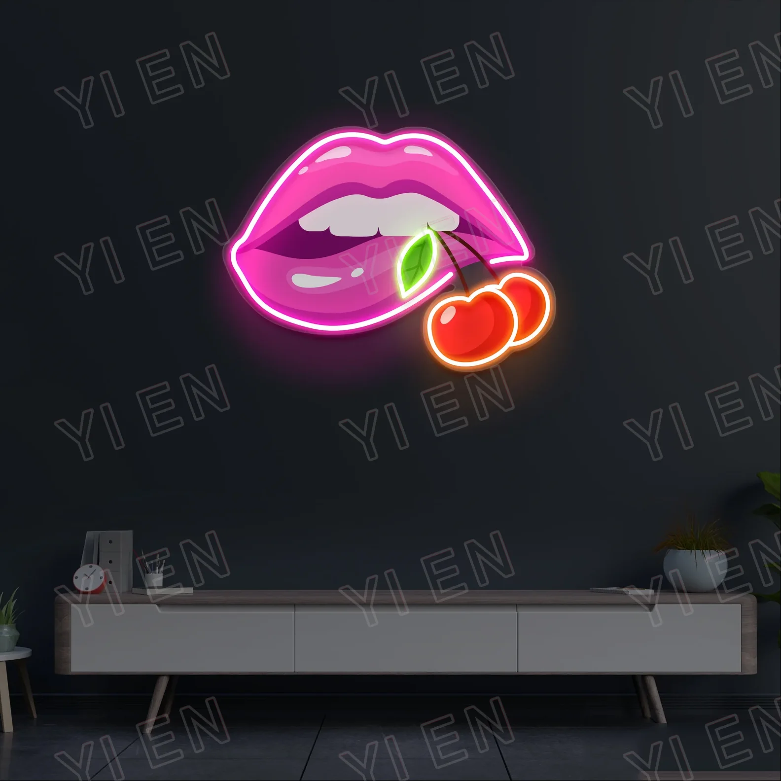 Neon Lips Sign Acrylic Art - Handmade LED Neon Light Lip Wall Decor - Customizable Neon Sign for Unique Home Decor