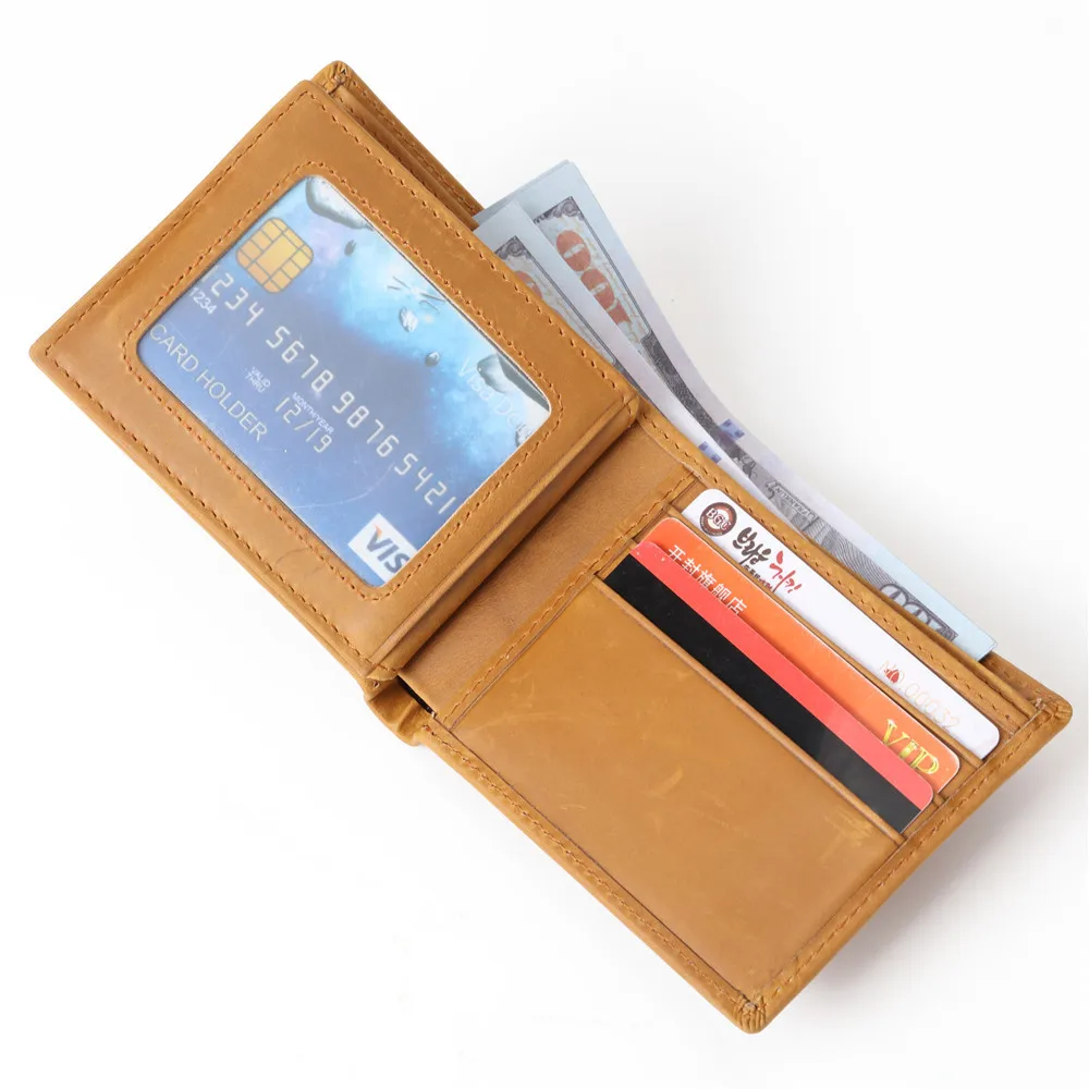 

15482 Мужской кожаный кошелек Crazy Horse из натуральной кожи в стиле ретро, банковская карта, сумка для кредитных карт Bull Pickup