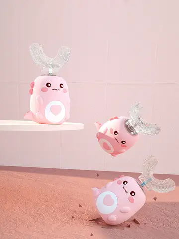 Children U-shaped Electric Toothbrush 360 Degrees Smart Cartoon Kids silicone Toothbrush Automatic Rechargeable Sonic Toothbrush