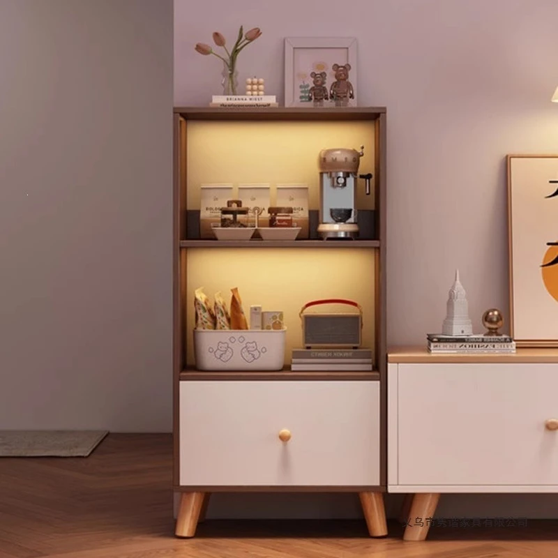 bookshelf-next-to-tv-cabinet-floor-shelf-household-simple-bookcase-with-cabinet-door-living-room-narrow-cabinet-standing