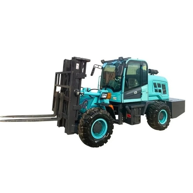 48v All Terrain Electric Forklift With Four Wheel Drive And Heavy Duty Tires For Unstable Outdoor Construction