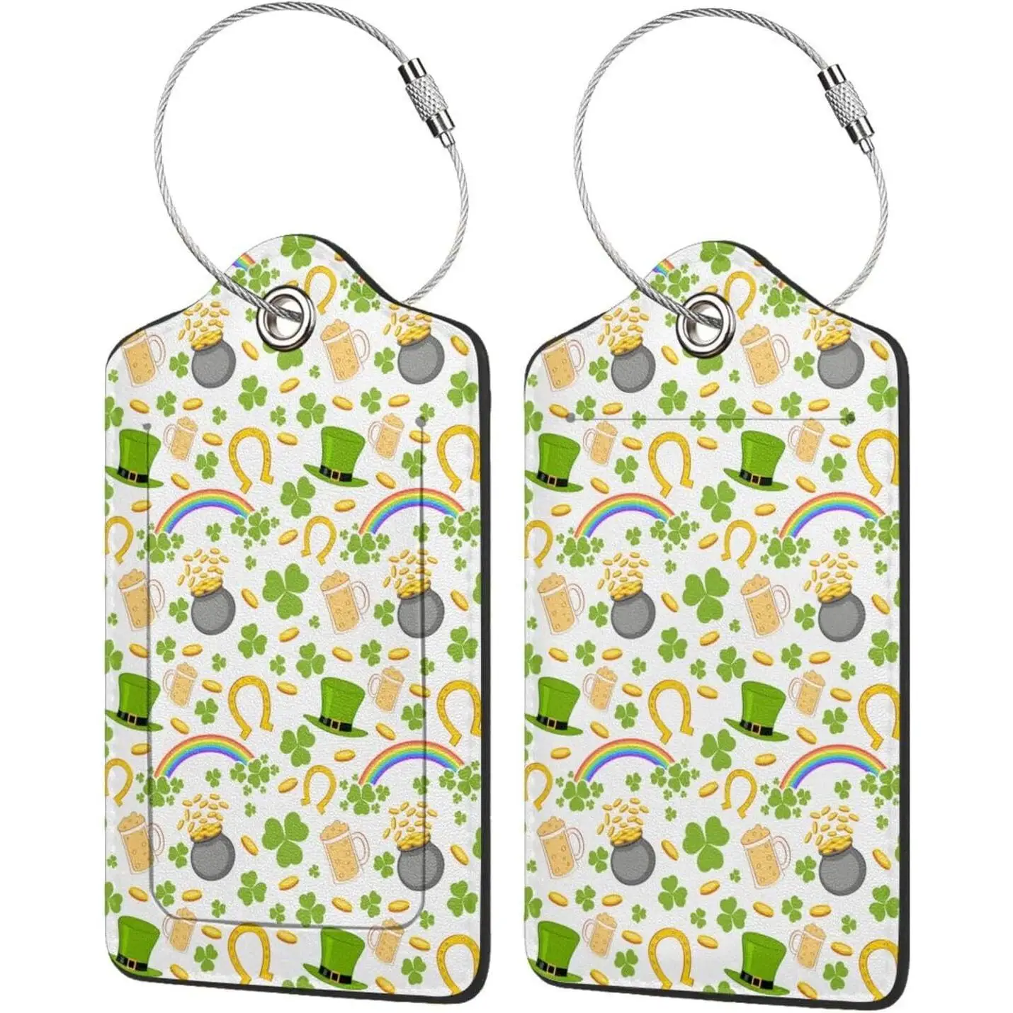 

Пиво ко Дню Святого Патрика, 2-х предметная кожаная сумка для багажа, багажные бирки с петлей из нержавеющей стали и чехлом для дорожной сумки