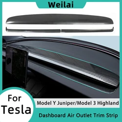 For Tesla Model 3 Highland Dashboard Cover Trim Model Y Juniper Air Outlet Trim Strip Panel Stylish Interior Car Accessories