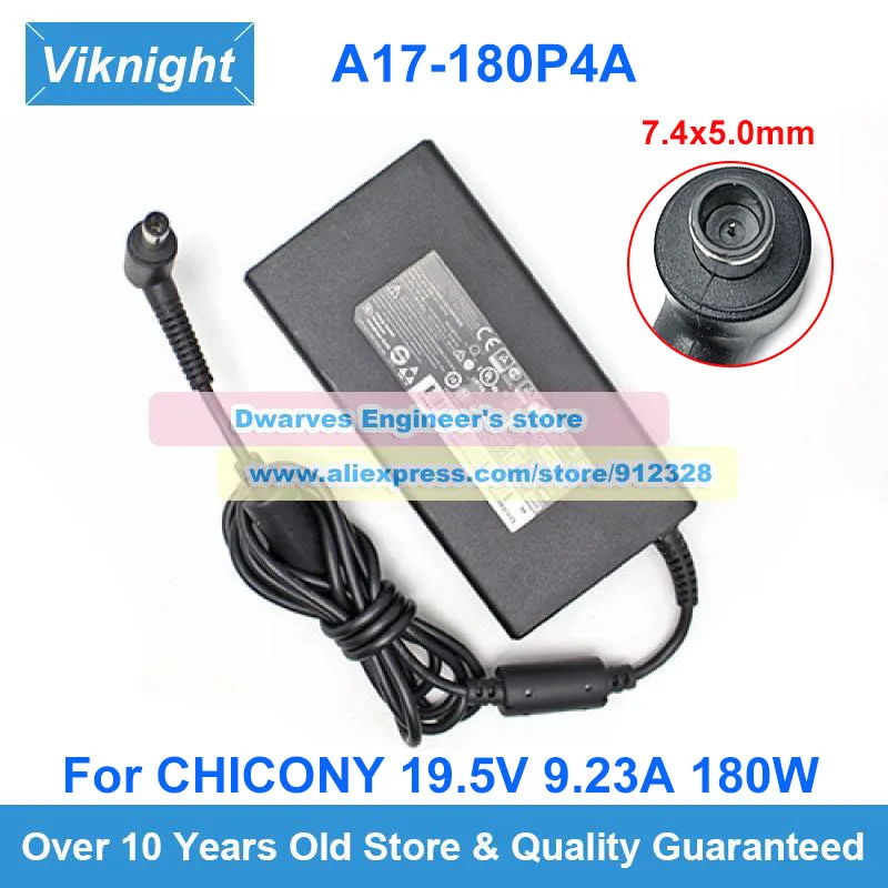 Genuine 19.5V 9.23A 180W AC Adapter CHICONY A17-180P4A Charger Laptop Power Supply A180A049P 7.4x5.0mm Big Pin