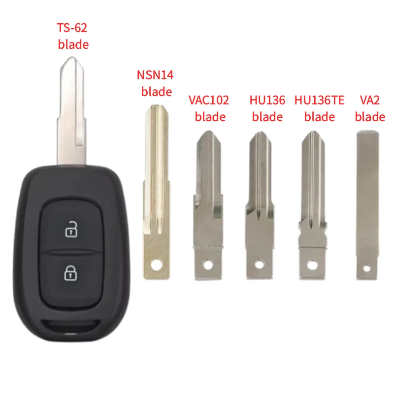 2 Button Remote Car Key 433Mhz 4A Chip with VAC102/VA2/HU136te/HU136/NSN14/TS-62 Blade For Renault Sandero Dacia Logan Nissan