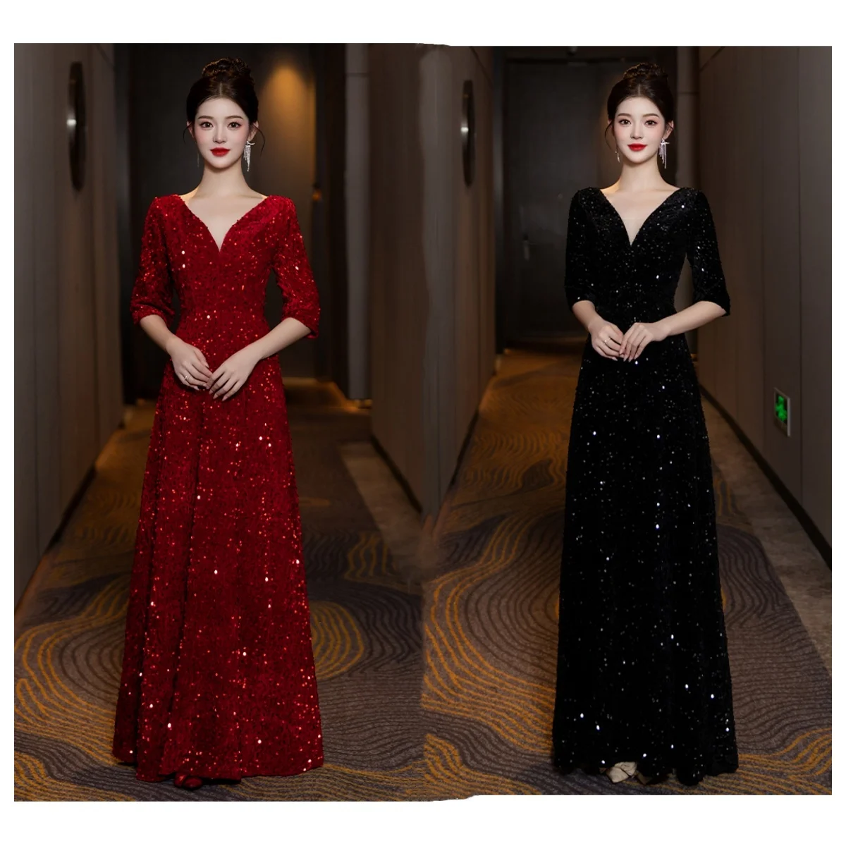 XXBY-85#2025 New Adult Chorus Performance Costume Evening Dress Ball Dress Long Performance Dress Chorus Conductor Party Dress