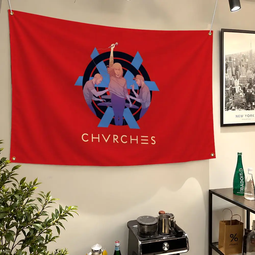 Band CHVRCHES Screen Violence Synthpop Flags Wall Hanging Flag Banners For Birthday Parties Outdoor Bedroom Dorm Room Decor
