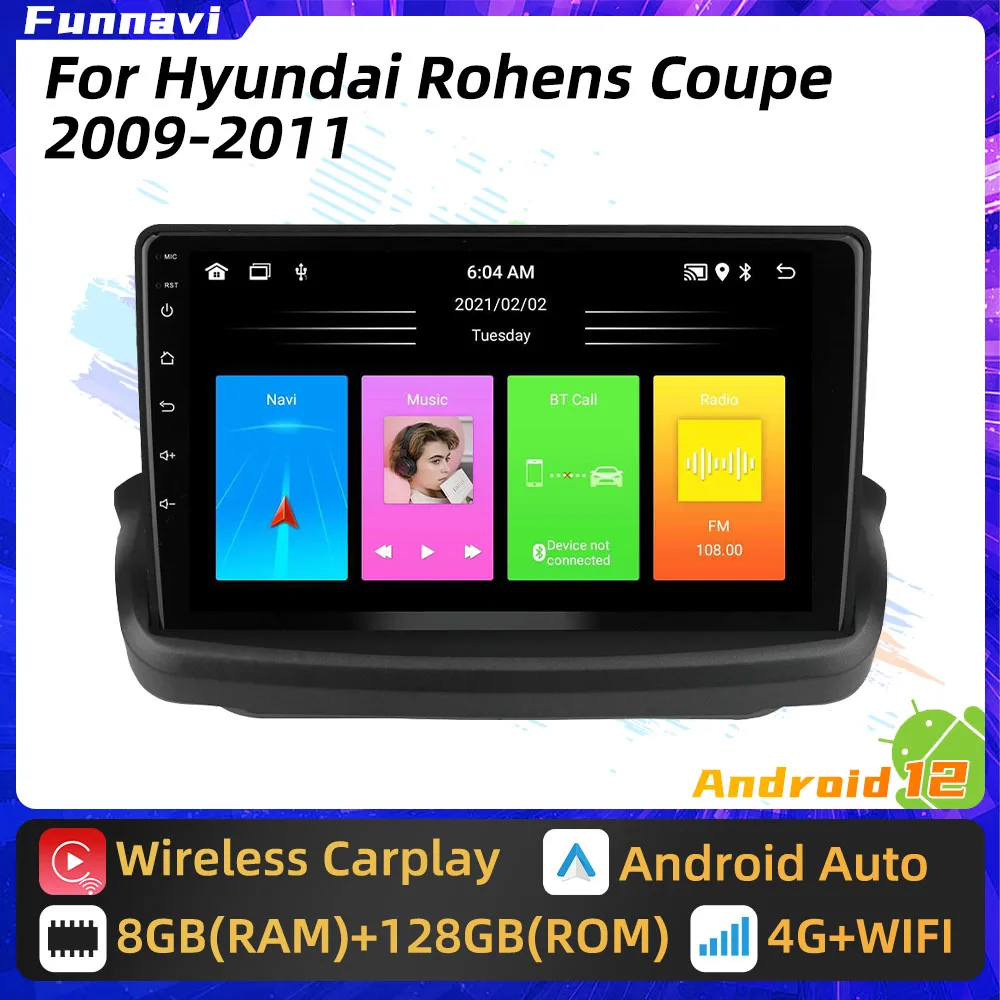 2Din Car Radio Android for Hyundai Rohens Coupe 2009 - 2011 Autoradio Navigation Multimedia Video Player Carplay Auto Stereo