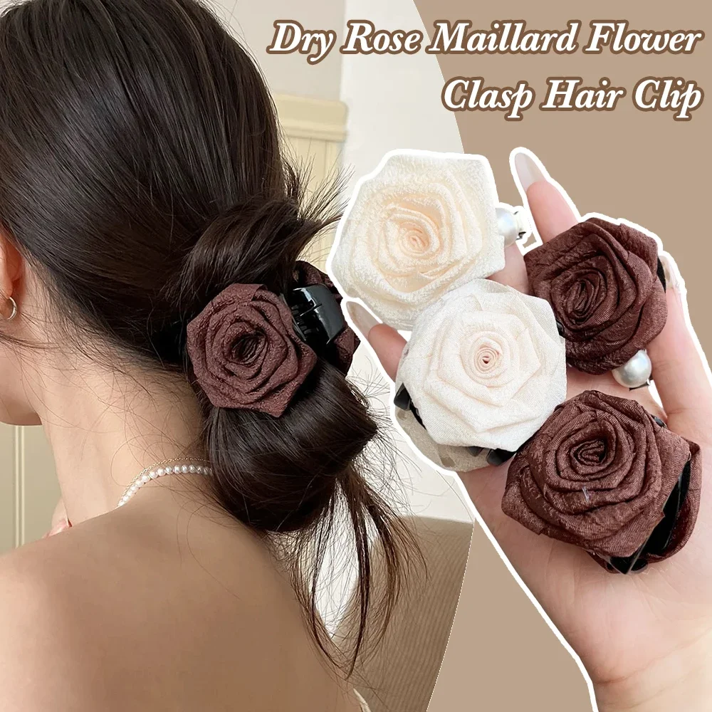 2024 New Vintage Coffee Color Hair Clip Women\'s High-end Feel Shark Clip Hair Accessory Handmade Premium Quality Fashion Hairpin