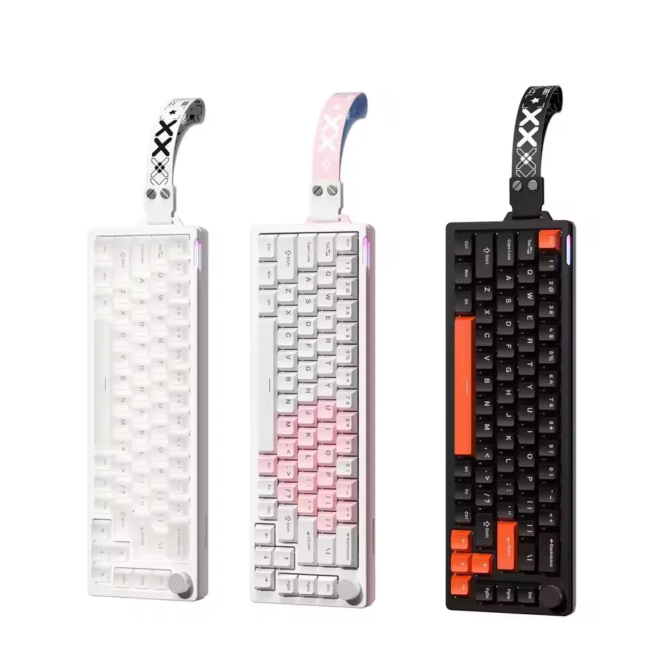 FURYCUBE V68 68-Key Mechanical Keyboard Smart Volume Knob RGB Music Rhythm Hot Swappable Wired Gaming Keyboard For Laptop Gamer
