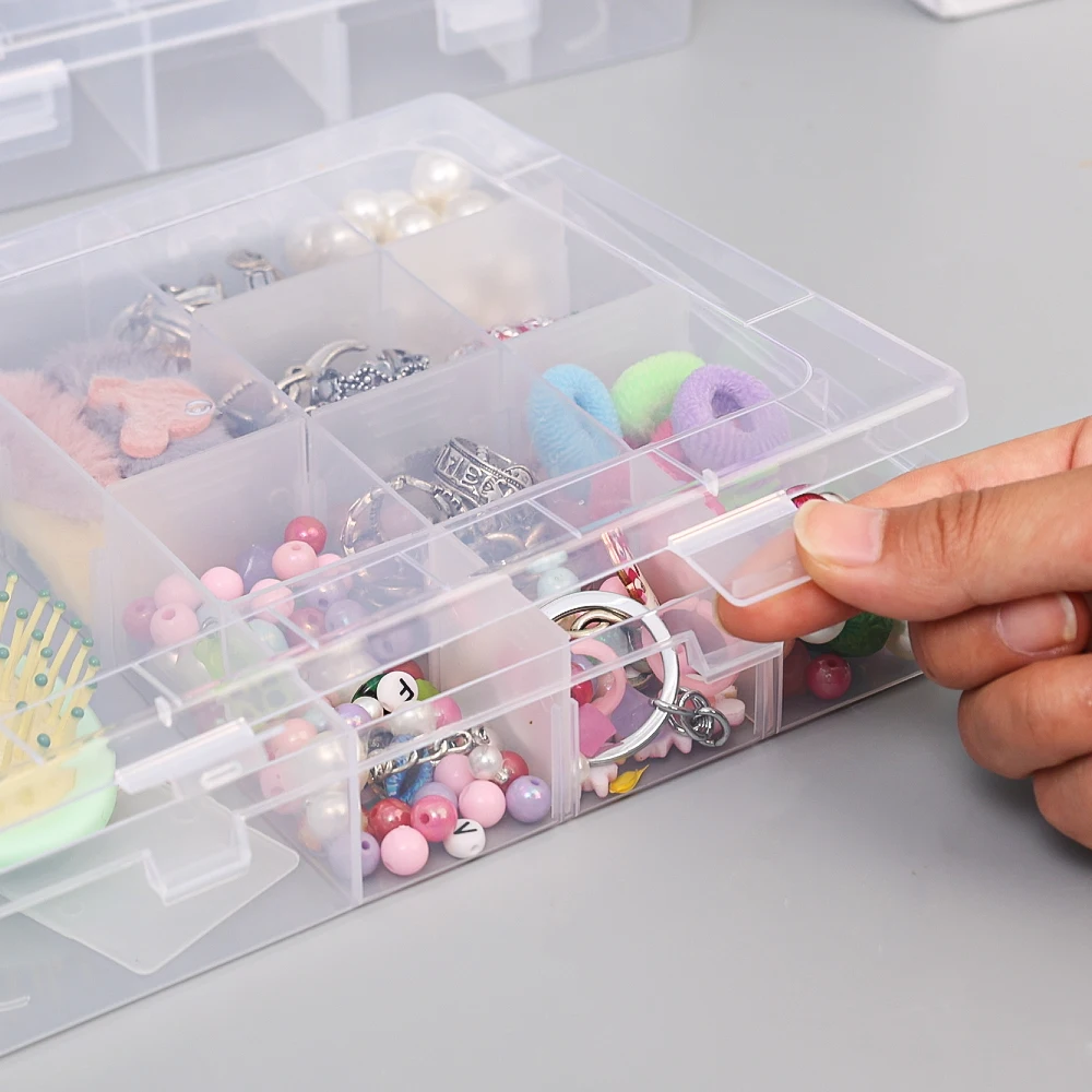 14/24grids Transparent Plastic Storage Boxes Adjustable Container Box Jewelry Button Clear Display Case Container Organizer Case