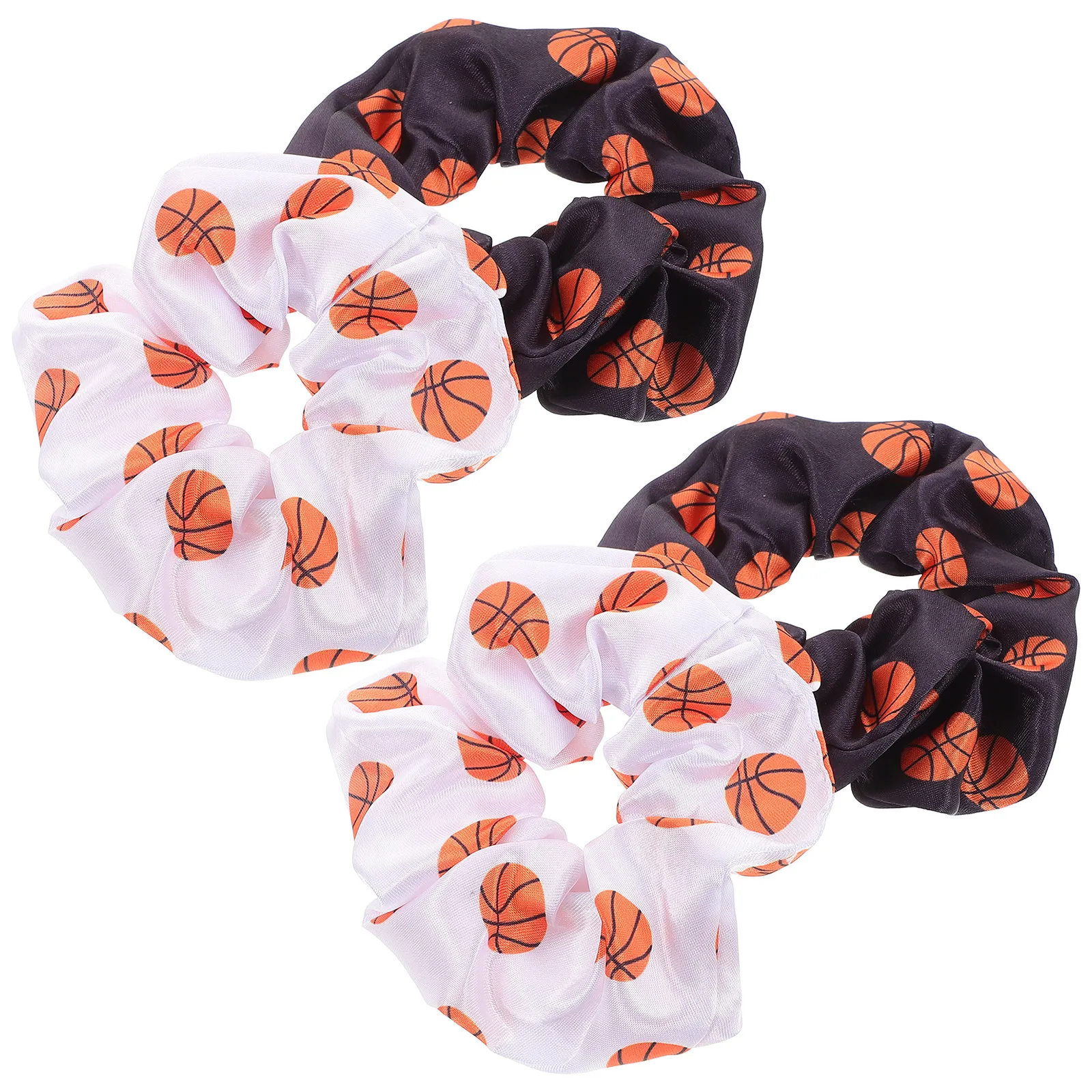 

4Pcs Basketball Print Hair Scrunchies Soft Elastic Sporty Hair Ties for Women Girls Ponytail Bun Wristband Party Sports