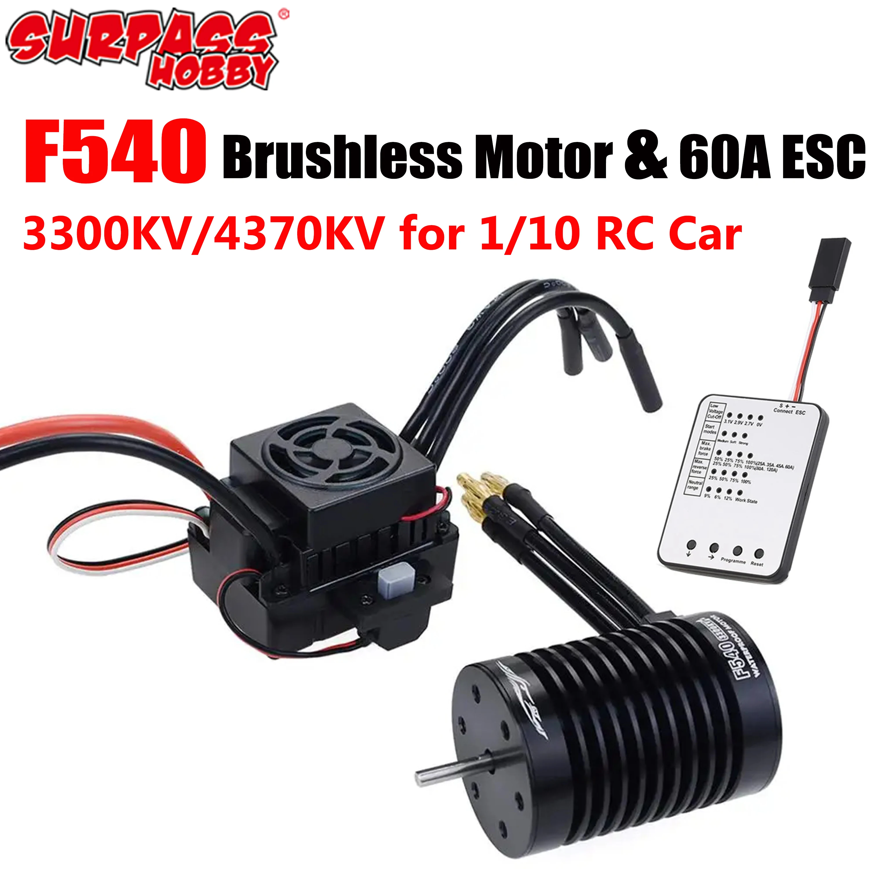 

Surpass Hobby F540 3300KV 4370KV Waterproof Brushless Motor with 60A ESC Combo for 1/10 RC Car Traxxas Off-Road Wltoys