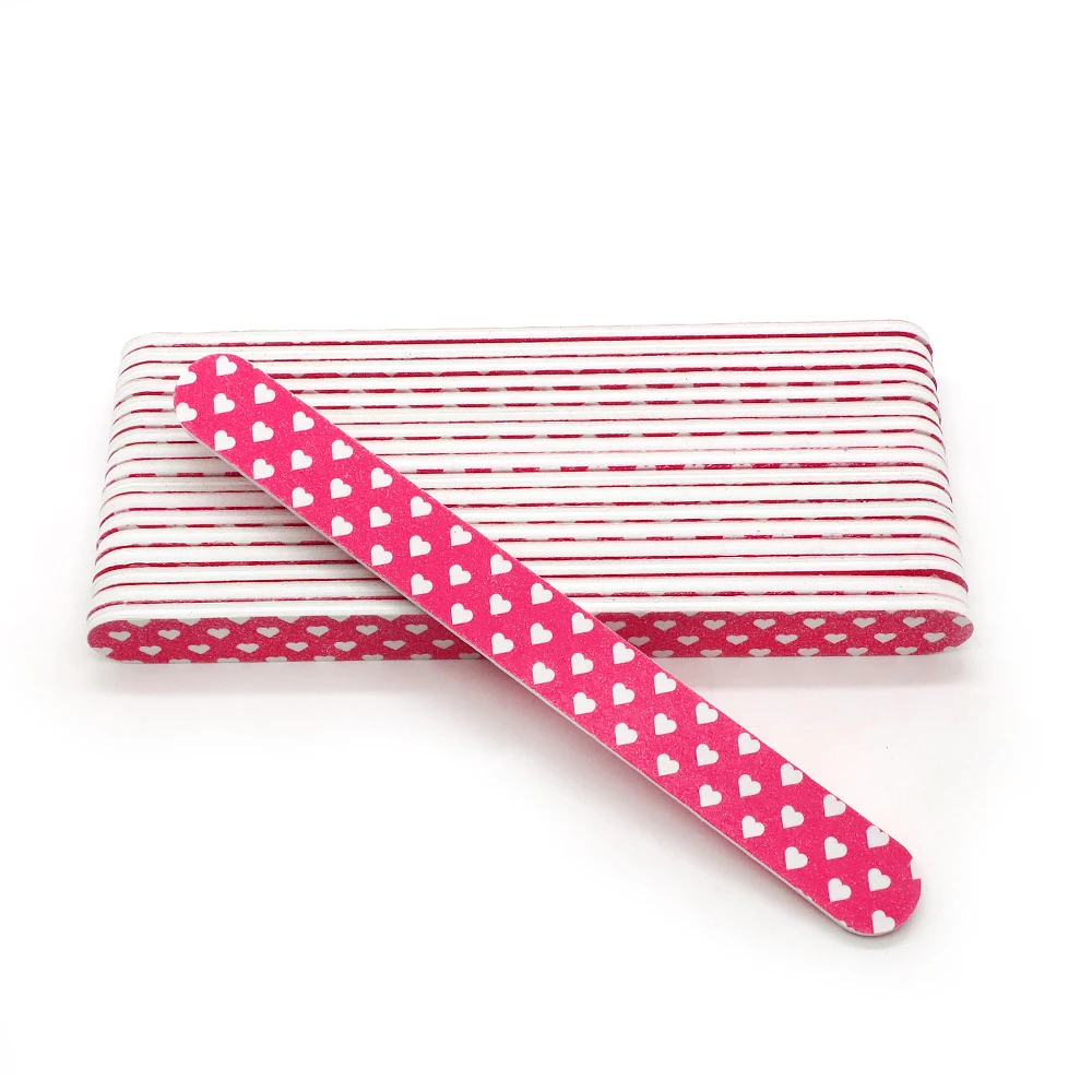 5/10pcs Nail File Double Sided Heart Red Printing Straight Sanding Buffer Block Nail Files 180 Grit Manicure Pedicure Tools