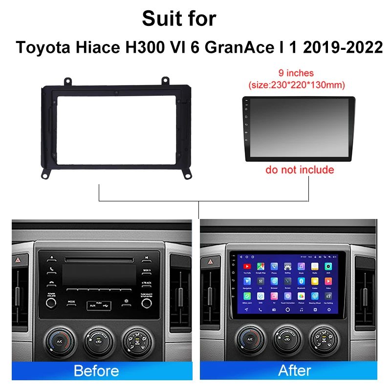 2Din راديو السيارة الوسائط المتعددة مشغل فيديو الإطار لتويوتا هايس H300 VI 6 جراناس I 1 2019-2022 داش تركيب لوحة طقم الكسوة