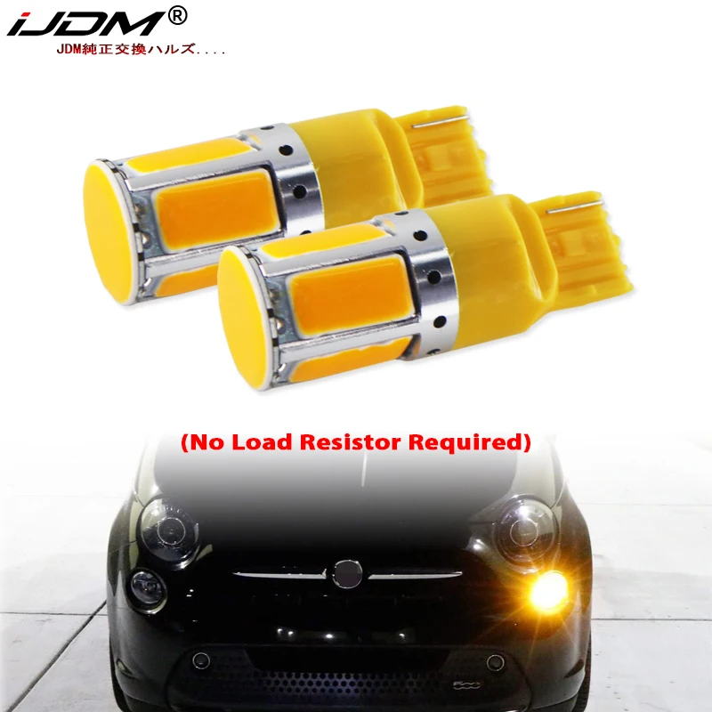 (2) No Resistor Need Amber Yellow 240-emitter COB LED 7440 T20 LED Bulbs For Front or Rear Turn Signal Lights (No Hyper Flash)