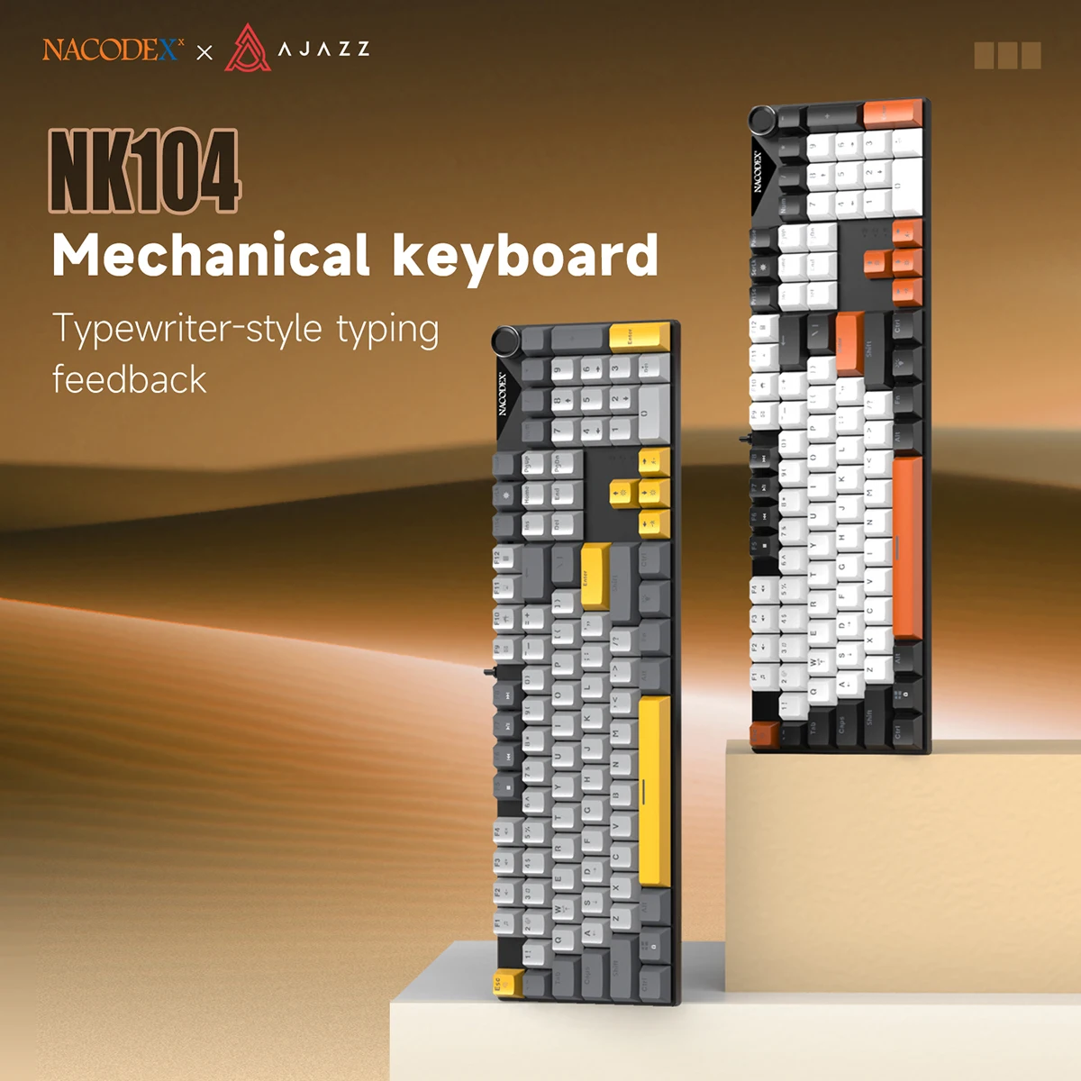 

AJAZZ NK104 Wired Mechanical Keyboard with ABS Case, Supports 104-Key Hot-Swappable, Metal Knob, and Backlight Function