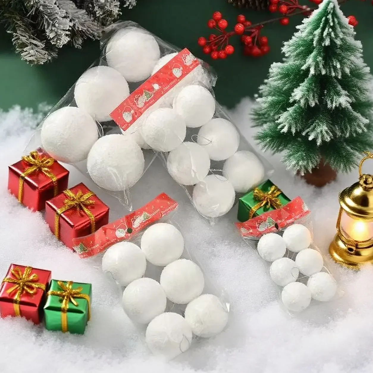 أنيقة الأبيض عيد الميلاد المجال ديكور 4/8 سنتيمتر قابلة لإعادة الاستخدام رغوة كرة الثلج الحلي DIY بها بنفسك شجرة عيد الميلاد غرفة الطعام الشرفة تزيين