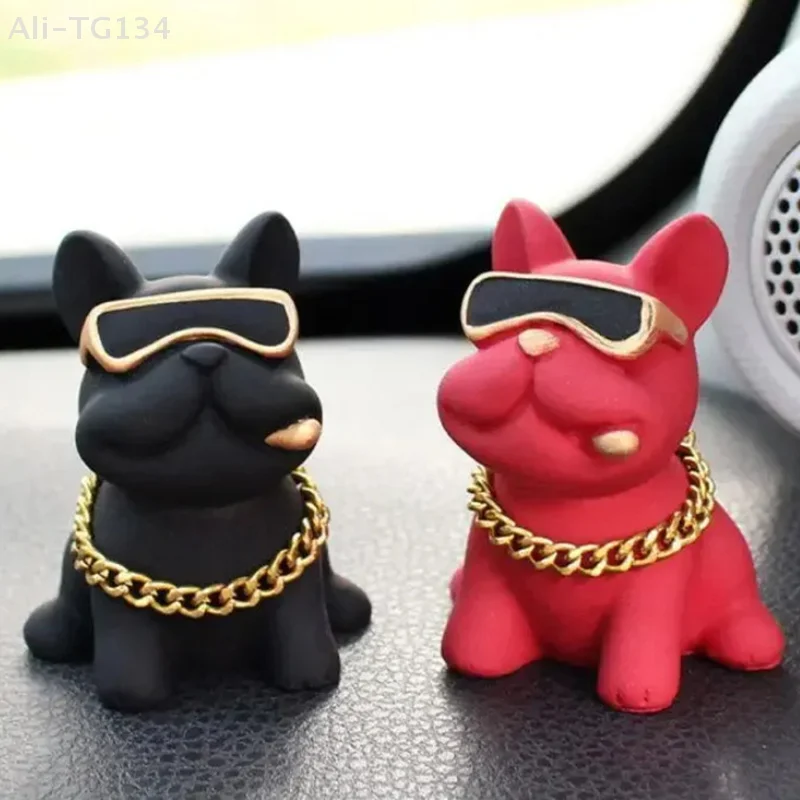 

Resin Wear-Resistant Bulldog Car Ornament Comfortable Touch Dashboard Decoration Interior Car Accessories
