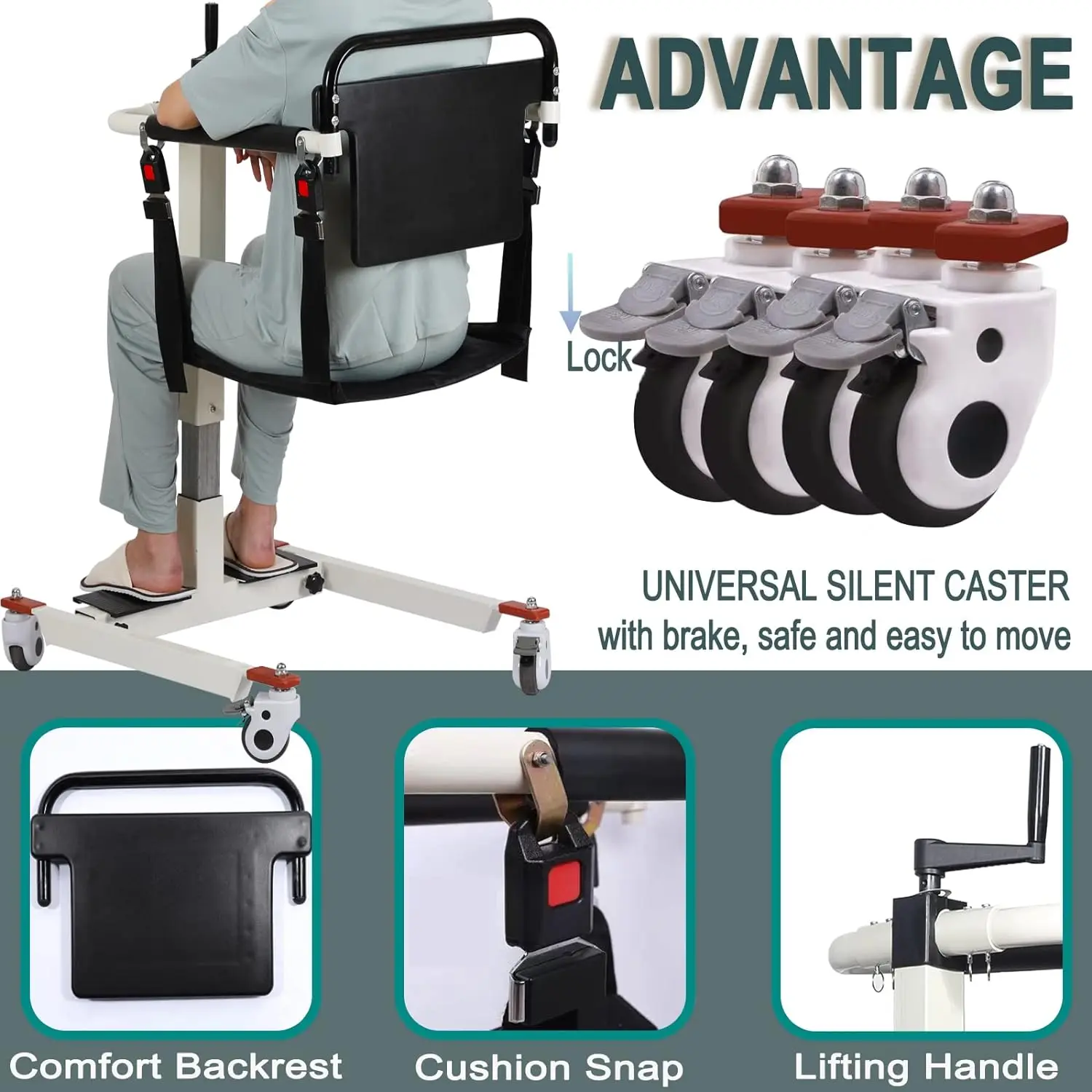 Patient Lift Transfer Chair, Patient Lift Wheelchair for Home and Car Portable Patient Lift Chair Wheelchair Lift for Home, Disa