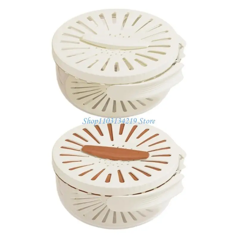 N5KC Foldable Handle Cleaning Colander Double-Layer Rice Drainer Refrigerator Crisper Practical Vegetable Washing Basket