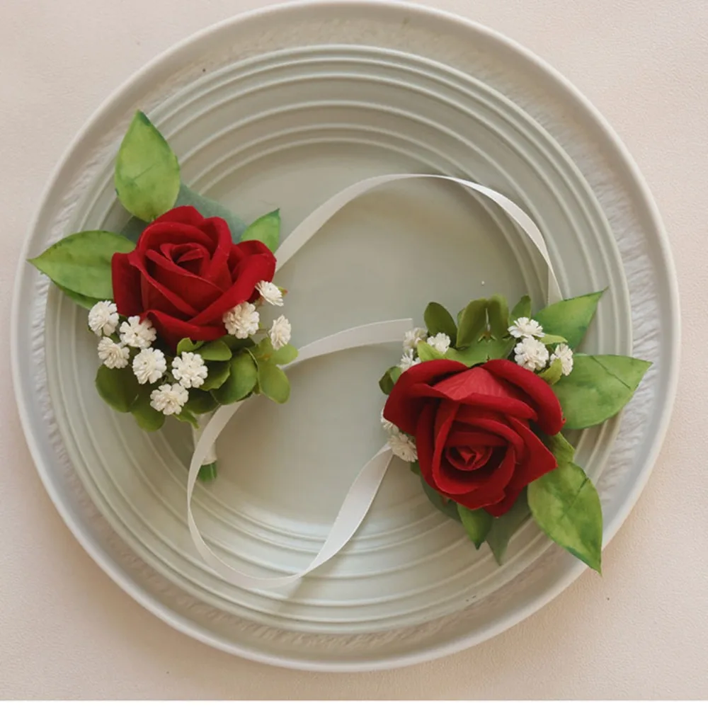 Комплект корсажа и бутоньерки цвета слоновой кости для невесты, жениха, подружек невесты, жениха, свадьбы, выпускного вечера, цветы, аксессуары для костюма