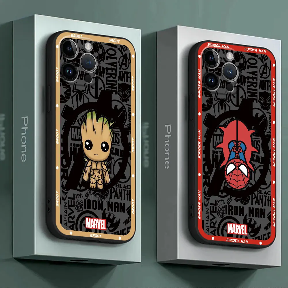 Marvel Spider Man Groot Phone Case for Apple iPhone 15ProMax XR 14 Pro 7 8 Plus 11 Pro 16 XS Max 13 Mini 12 SE Matte Soft Cover