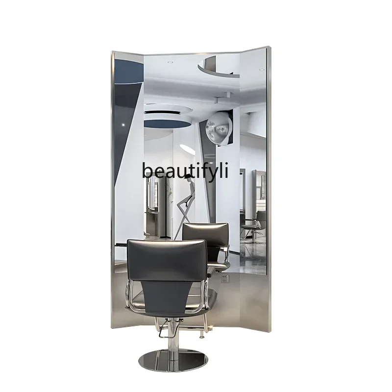LXBarber shop hair cutting mirror hair salon special single-sided double-sided mirror floor perm mirror with lampSSS