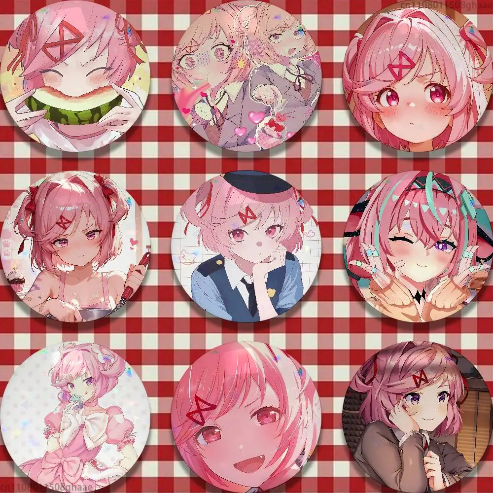 Cartoon Character Natsuki 58mm Badge Brooches on Backpack Clothes Handmade Round Enamel Pins for Jewelry