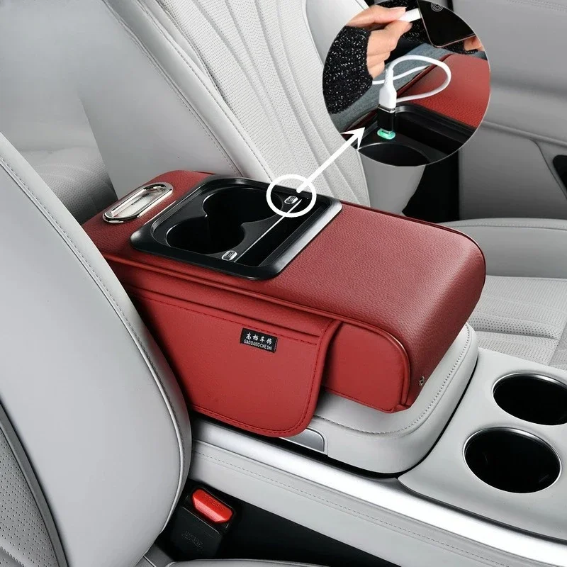 Multi-Function Car Armrest Box with USB Port - Storage Booster Pad Center Console Tissue Box And Water Cup Holder for Vehicle - Image 6