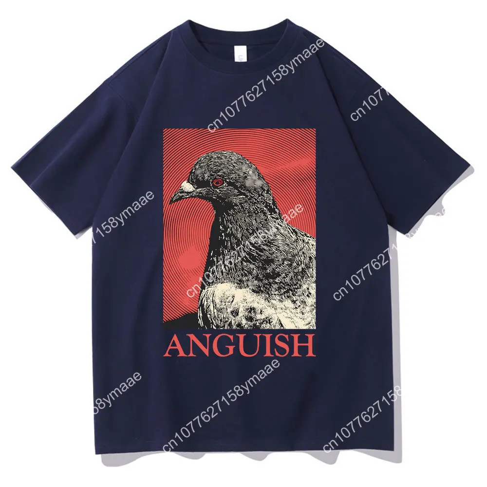 Anguish تي شيرت لطيف مضحك ميمي حمامة طباعة تي شيرت الصيف الرجال النساء عادية المتضخم قصيرة الأكمام التي شيرت الذكور Vintage T