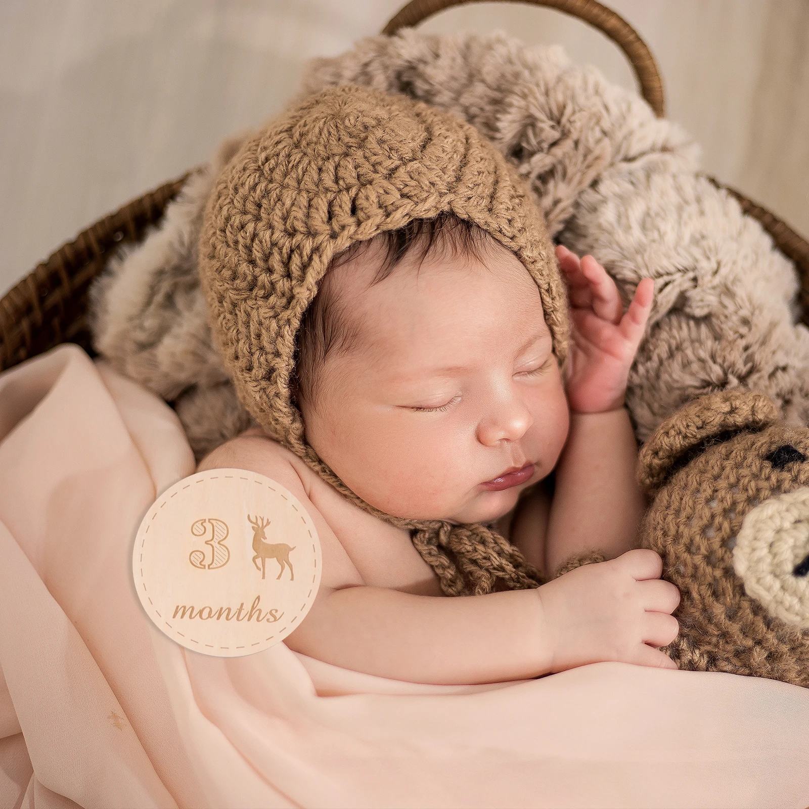 

12 Pcs/Set Commemorative Wooden Baby Month Card Gift Birth Cards Photoshoot Props Growth Recording