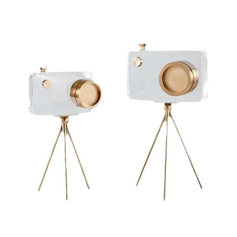 

White crystal camera, Nordic light luxury creative home living room, desk model room soft decoration batch crystal decoration