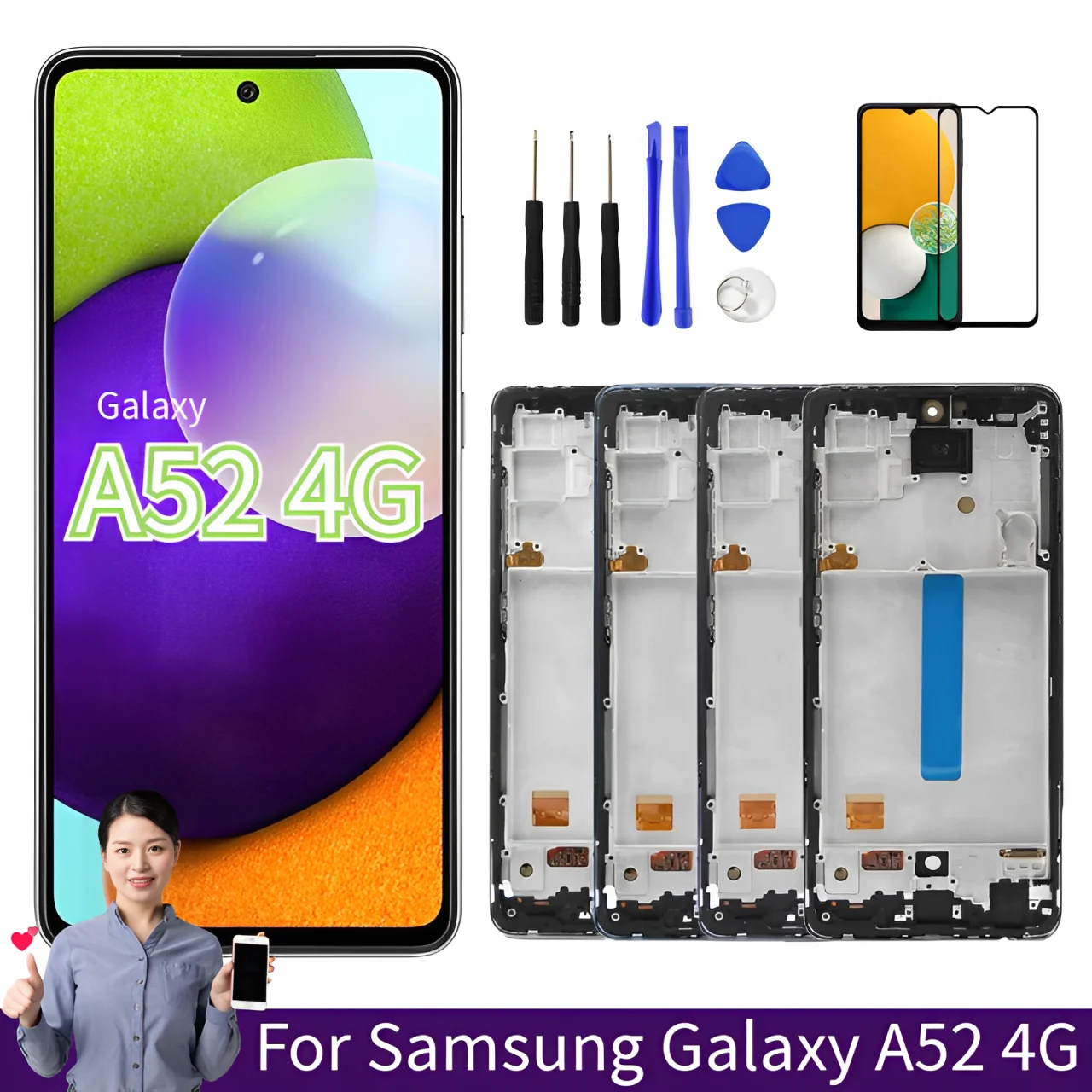 

ЖК-дисплей для Samsung Galaxy A52 4G, оригинальный телефон/DS A525M A525M/DS, сенсорный экран с цифровым преобразователем a52, сменный ЖК-экран 6,5"