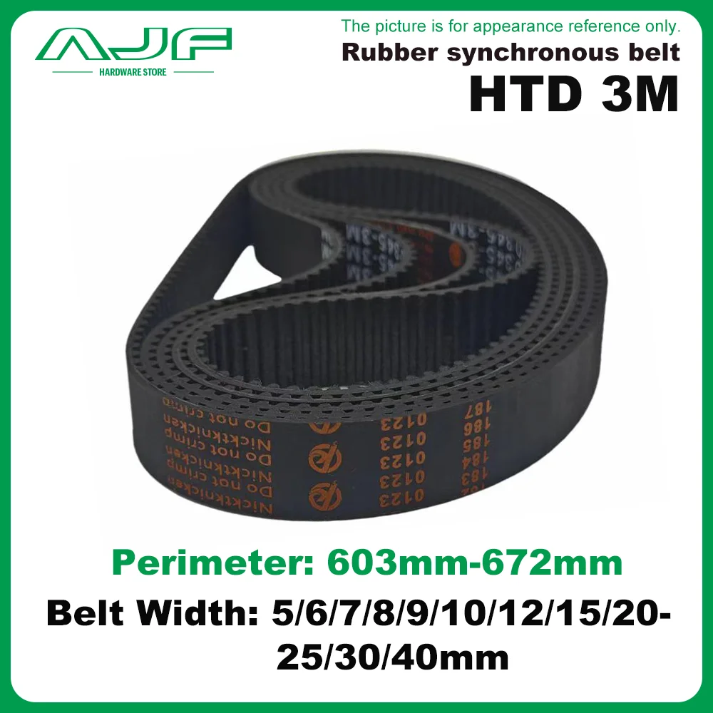 

HTD 3M Timing Belt Perimeter Lp=603mm-672mm Rubber Closed Loop Belt Width 5/6/8/9/10/12/15/20/25/30/40mm 3M Synchronous Belt