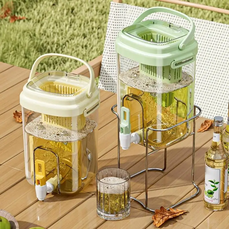 

Portable Refrigerator Plastic Drink Dispenser With Tap Leak Proof Iced Beverage Container for Cocktails Juice Storage B03E