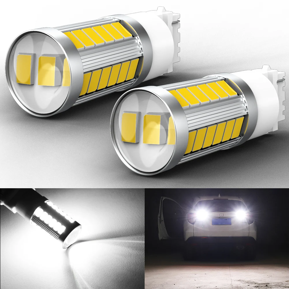 2 Piezas de Luces LED para Auto T25 3156 P27W, 1200Lm, 33SMD, Chips 5630, Luz de Freno para Ford Escape 2001~2016, Ford Expedition F-150