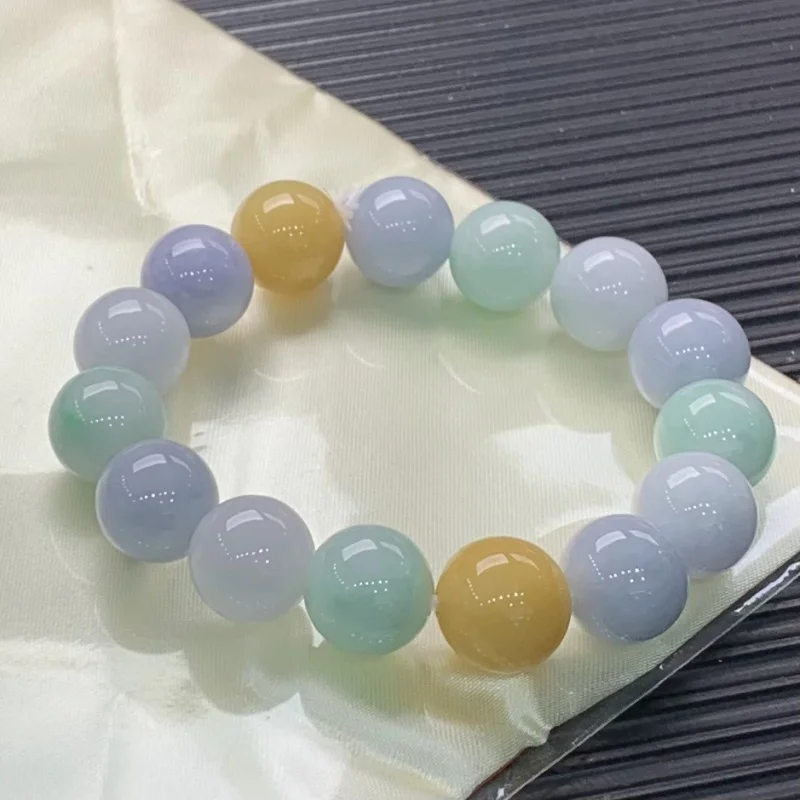 a-Level Tricolor Natural Jade Multi Jewels Bracelet